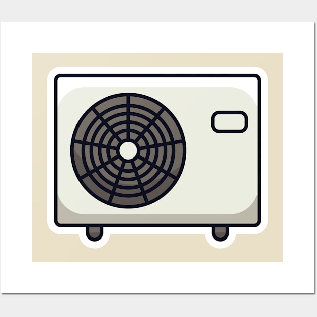 Air Conditioning Ventilator Sticker vector illustration. Technology object icon concept. Various objects of air conditioners-condensing fan sticker vector design. Wall Art by AlviStudio